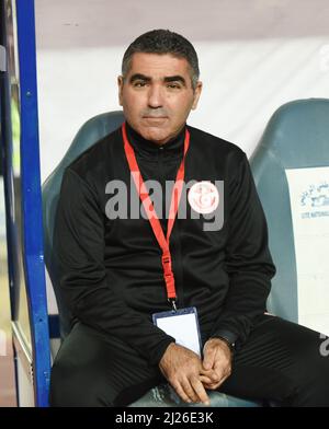 Tunis, Tunisia. 29th Mar, 2022. Jalel Kadri coach of Tunisia during the second leg of the 2022 Qatar World Cup African Qualifiers football match between Tunisia and Mali at the Hamadi Agrebi Olympic stadium in the city of Rades. Final score First Match; Tunisia 1:0 Mali, Second Match; Tunisia 0:0 Mali. (Photo by Jdidi Wassim/SOPA Images/Sipa USA) Credit: Sipa USA/Alamy Live News Stock Photo