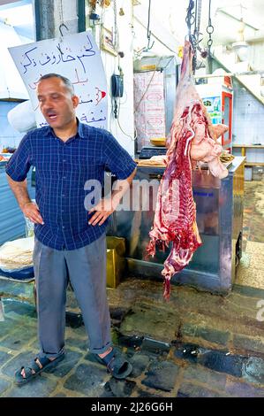 Syria. Aleppo. The butcher in the souq Stock Photo