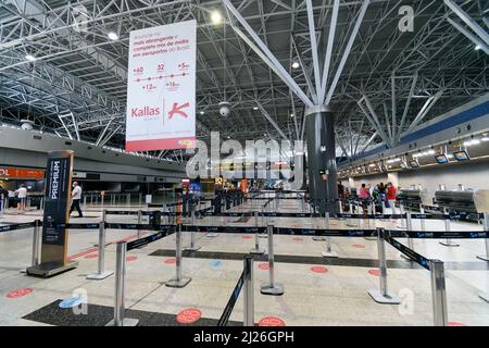 Recife, PE, Brazil - October 19, 2021: indoors of the International Airport of Recife, REC, Guararapes - Gilberto Freyre. Airlines ticket area. Stock Photo