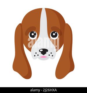 Vector cartoon dog face of Basset Hound breed. Puppy, pets design element. Stock Vector