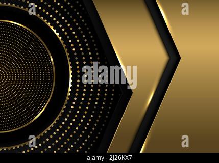 Abstract gold template design of luxury style dot background. Overlapping for cover space. Illustration vector Stock Vector