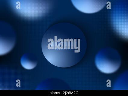 Abstract gradient blue circle template pattern decorative template. Dark tone design with free space, well organized objects each layers. Illustration Stock Vector