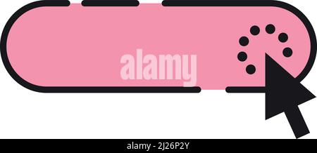 Pink button with cursor pointer. Click interface element Stock Vector