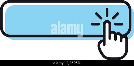 Clicked button with pressing finger cursor. Action interface element Stock Vector