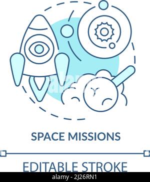 Space missions turquoise concept icon Stock Vector