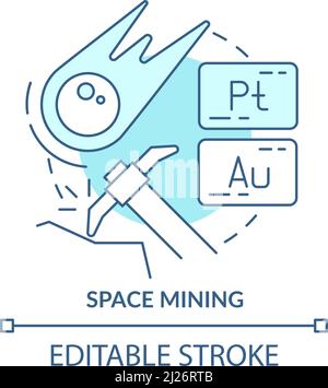 Space mining turquoise concept icon Stock Vector