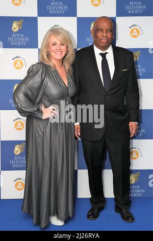 Actress Sally Lindsay and Actor Don Warrington arriving for the Royal Television Society Programme Awards at the Grosvenor House In Mayfair, London, UK Stock Photo