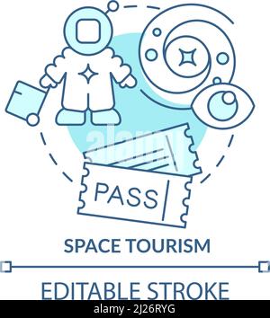 Space tourism turquoise concept icon Stock Vector