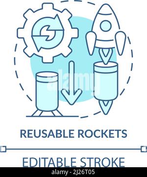 Reusable rockets turquoise concept icon Stock Vector