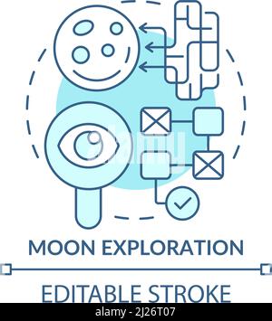 Moon exploration turquoise concept icon Stock Vector