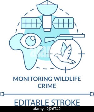 Monitoring wildlife crime turquoise concept icon Stock Vector
