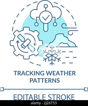 Tracking weather patterns turquoise concept icon Stock Vector