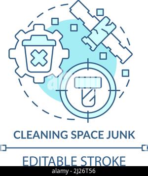 Cleaning space junk turquoise concept icon Stock Vector