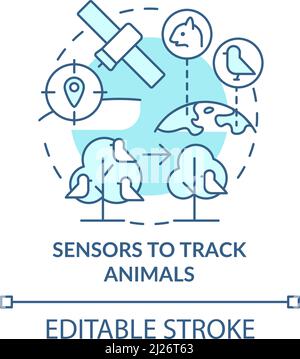 Sensors to track animals turquoise concept icon Stock Vector