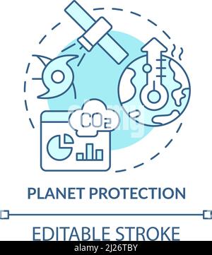 Planet protection turquoise concept icon Stock Vector