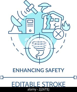 Enhancing safety turquoise concept icon Stock Vector
