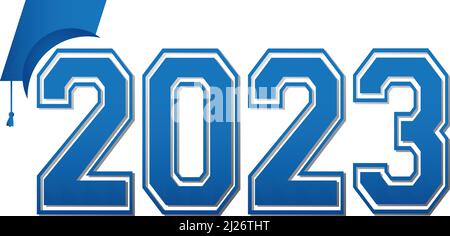 2023 Blue Varsity Letter Logo Stock Vector
