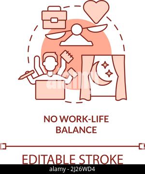 No work life balance red concept icon Stock Vector
