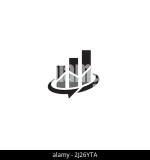 Bar Chart, Line Graph and Arrow logo or icon design Stock Vector