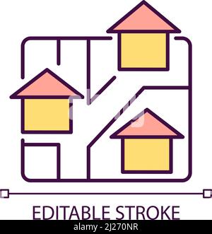 Neighborhood development RGB color icon. Suburban community union ...