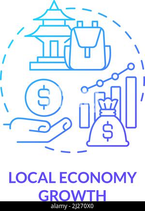Local economy growth blue gradient concept icon Stock Vector