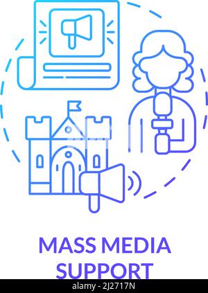 Mass media support blue gradient concept icon Stock Vector