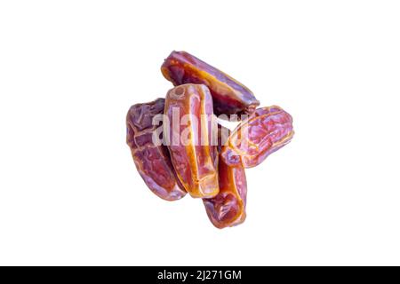 Top view date fruits isolated on white background. Stock Photo