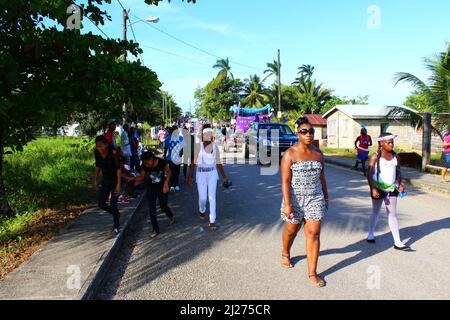 PUNTA GORDA, BELIZE - SEPTEMBER 10, 2015 St. George’s Caye Day celebrations and carnival walkers at the head of the carnival Stock Photo