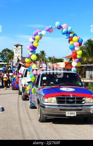 PUNTA GORDA, BELIZE - SEPTEMBER 10, 2015 the truck leading the St. George’s Caye Day celebrations and carnival Stock Photo