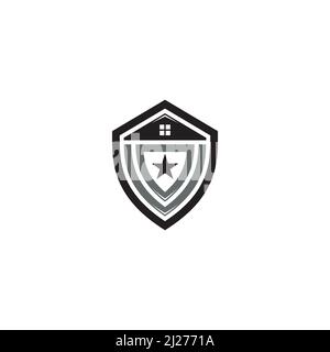 Shield, House and Star logo or icon design Stock Vector