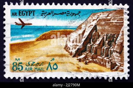 Egyptian vintage stamp with airplane flying over pyramids Stock Photo ...