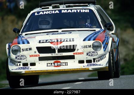 Henri Toivonen (FIN) Sergio Cresto (USA) Lancia Delta S4 GrB Martini Racing Stock Photo