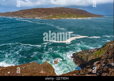 The Sound of Scarp on The Isle of harris in the Outer Hebrides of Scotland Stock Photo