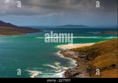 The Sound of Scarp on The Isle of harris in the Outer Hebrides of Scotland Stock Photo