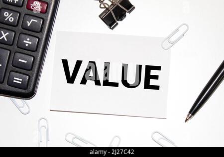 a sheet on a black background with text CORE VALUES. business concept Stock Photo