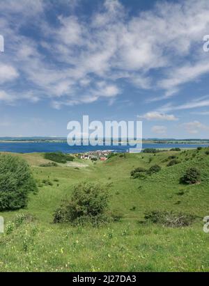 view from Zicker Berg hill to Village of Gager,Moenchgut Nature Reserve,Ruegen,baltic Sea,Germany Stock Photo
