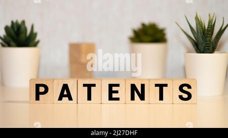 PATENT word made with building blocks isolated on white. Stock Photo