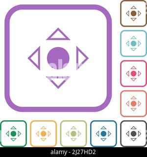 Scrolling tool alternate simple icons in color rounded square frames on white background Stock Vector