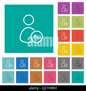 User processing outline multi colored flat icons on plain square backgrounds. Included white and darker icon variations for hover or active effects. Stock Vector