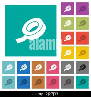 Insulating tape multi colored flat icons on plain square backgrounds. Included white and darker icon variations for hover or active effects. Stock Vector