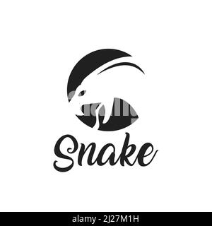 Snake head logo sticking out tongue dangerous snake silhouette design illustration Stock Vector