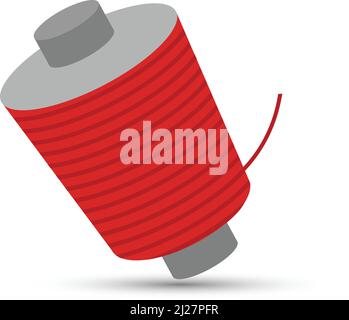 Red Yarn Textile Tool Thread Bobbin on white background Stock Vector