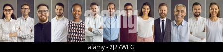 Banner with a photo collage of many different multiracial people with happy faces Stock Photo