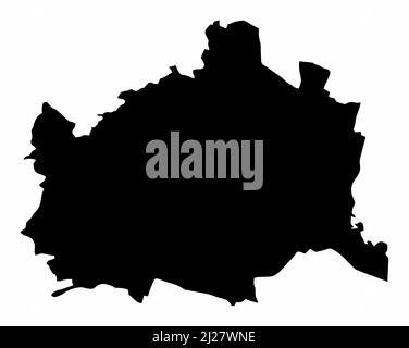 Vienna silhouette map isolated on white background, Austria Stock Vector