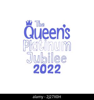 The Queen's Platinum Jubilee celebration lettering. Isolated vector illustration on white background. T-shirt print Stock Vector