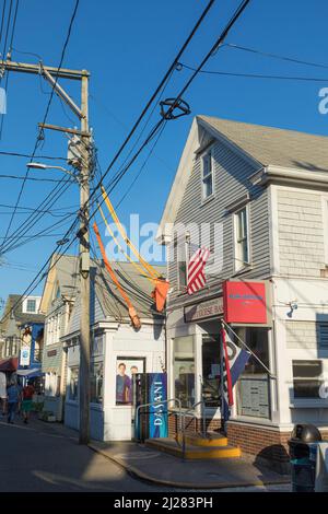 Provincetown, USA - September 24, 2017: people enjoy a warm summer day in the historic part of Provincetown, USA. Stock Photo