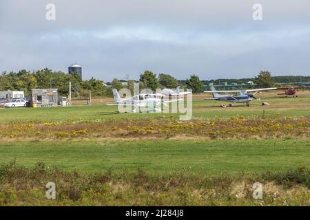 Edgartown, USA - September 25, 2017: small airfield at Edgartown at the island of Martha's Vineyard, Massachusetts, USA. Stock Photo