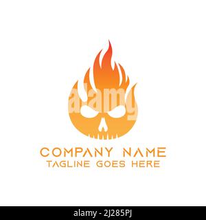 Fire skull logo design template. This logo is very suitable for any kind of business or industry that is engaged in any field. Stock Vector
