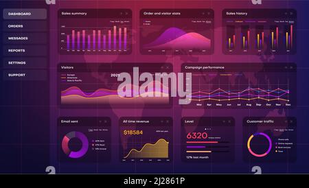 Vector infographic dashboard design graphs business analytics for ...
