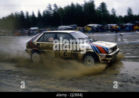 Juha Kankkunen (FIN) Juha Piironen (FIN) Lancia Delta HF 4WD GrA Martini Lancia Stock Photo